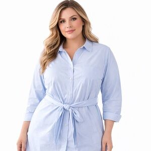 Universal Thread Light Blue Shirt Dress XXL Lightweight Tie-front Office Career